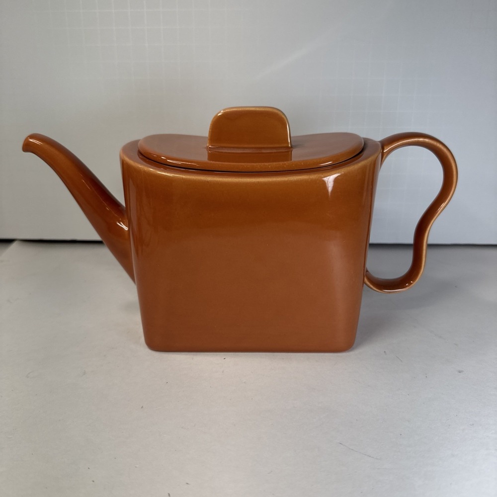 Vintage Franciscan Tiempo Short Tea Pot Coffee Orange Mid Century Modern